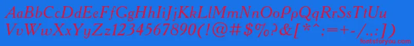 AcademycItalic Font – Red Fonts on Blue Background