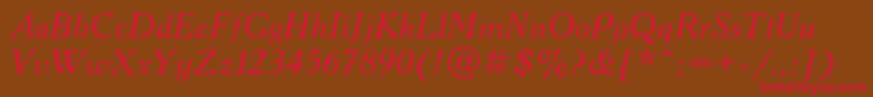 AcademycItalic Font – Red Fonts on Brown Background