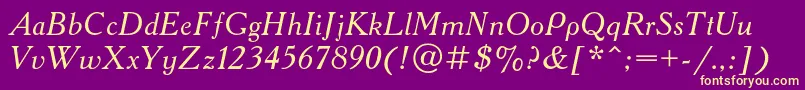 AcademycItalic Font – Yellow Fonts on Purple Background