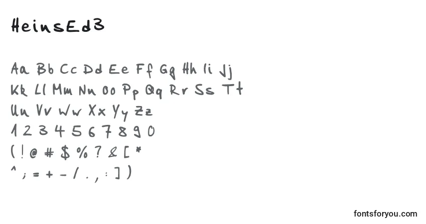A fonte HeinsEd3 – alfabeto, números, caracteres especiais