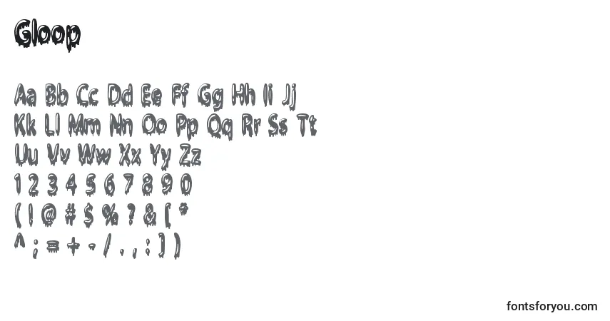 characters of gloop font, letter of gloop font, alphabet of  gloop font