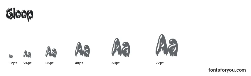 sizes of gloop font, gloop sizes