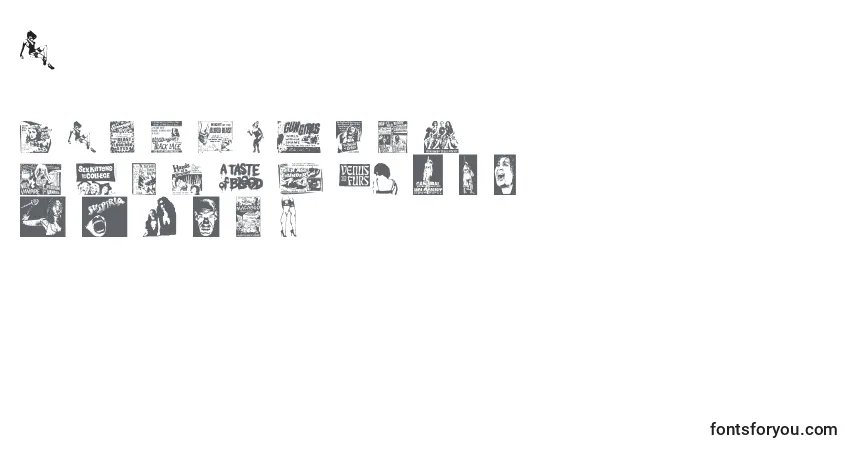 characters of bmovie font, letter of bmovie font, alphabet of  bmovie font