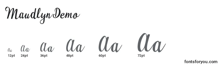 sizes of maudlyndemo font, maudlyndemo sizes