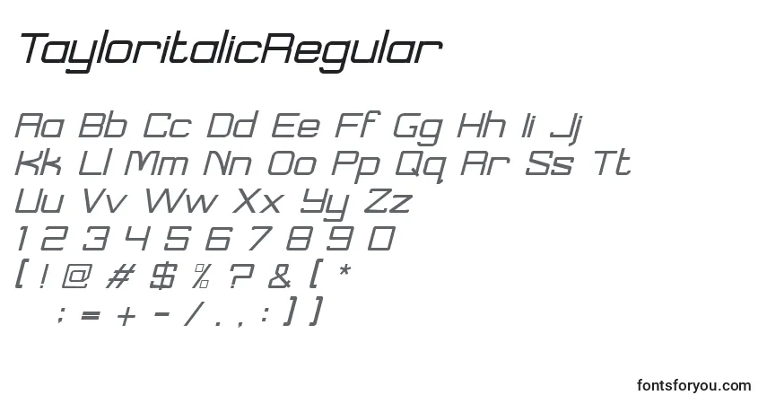characters of tayloritalicregular font, letter of tayloritalicregular font, alphabet of  tayloritalicregular font