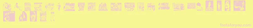 Weitere Informationen zur Bmovie-Schriftart Bmovie-Schriftart – Rosa Schriften auf gelbem Hintergrund