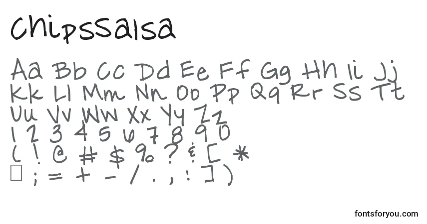 Schriftart ChipsSalsa – Alphabet, Zahlen, spezielle Symbole