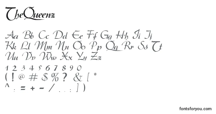 TheQueenz-fontti – aakkoset, numerot, erikoismerkit