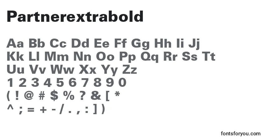 Шрифт Partnerextrabold – алфавит, цифры, специальные символы