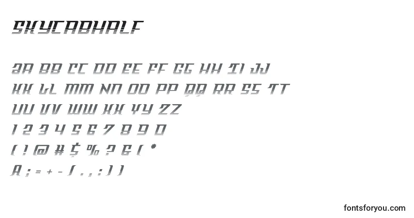 Шрифт Skycabhalf – алфавит, цифры, специальные символы