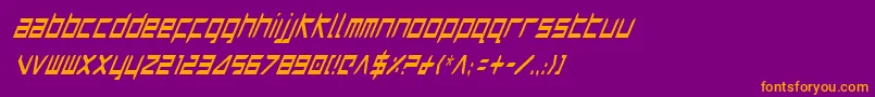 Harrici-Schriftart – Orangefarbene Schriften auf violettem Hintergrund