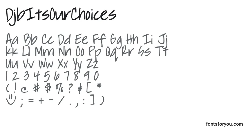 Czcionka DjbItsOurChoices – alfabet, cyfry, specjalne znaki