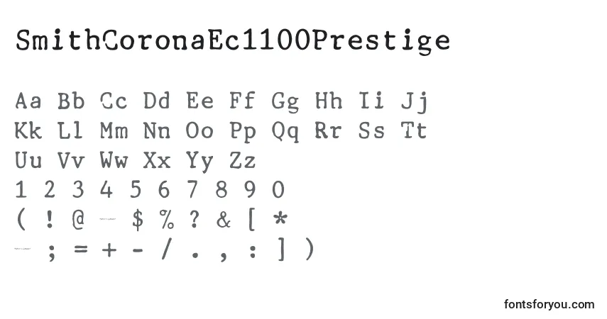 SmithCoronaEc1100Prestigeフォント–アルファベット、数字、特殊文字