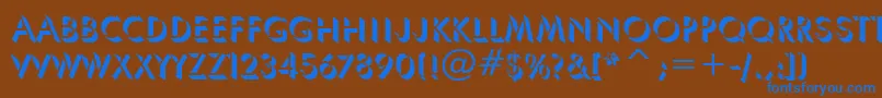 UmbraBt-Schriftart – Blaue Schriften auf braunem Hintergrund