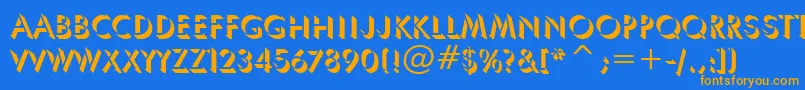 フォントUmbraBt – オレンジ色の文字が青い背景にあります。