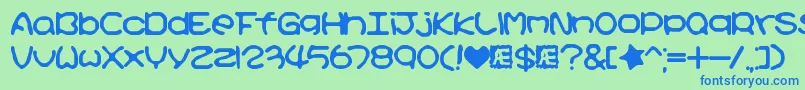 フォントKirbyNoKiraKizzuBrk – 青い文字は緑の背景です。