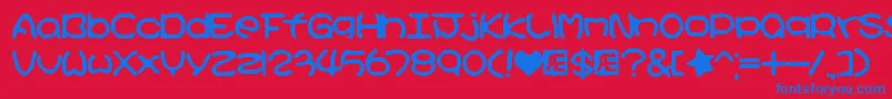 KirbyNoKiraKizzuBrk-Schriftart – Blaue Schriften auf rotem Hintergrund