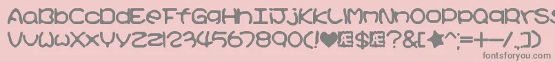 KirbyNoKiraKizzuBrk-fontti – harmaat kirjasimet vaaleanpunaisella taustalla