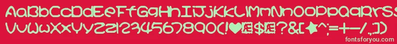 KirbyNoKiraKizzuBrk Font – Green Fonts on Red Background