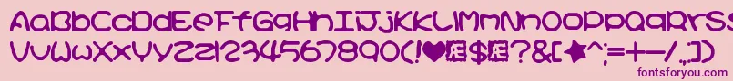 KirbyNoKiraKizzuBrk-fontti – violetit fontit vaaleanpunaisella taustalla