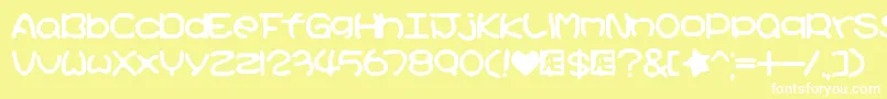 Шрифт KirbyNoKiraKizzuBrk – белые шрифты на жёлтом фоне