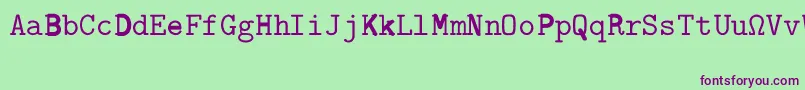 Czcionka CmTypewriterRegular – fioletowe czcionki na zielonym tle