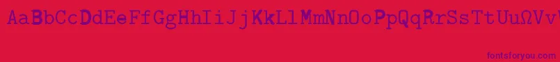 Czcionka CmTypewriterRegular – fioletowe czcionki na czerwonym tle