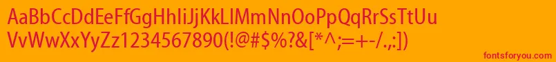 MyriadwebproCondensed Font – Red Fonts on Orange Background