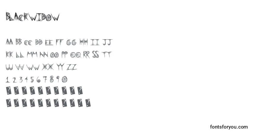 Schriftart Blackwidow – Alphabet, Zahlen, spezielle Symbole