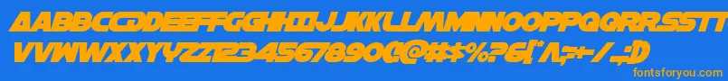 Hansolov3overital Font – Orange Fonts on Blue Background