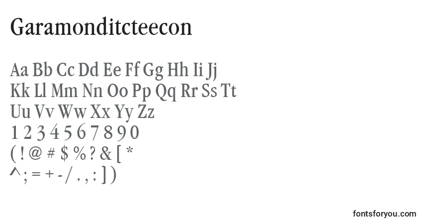Czcionka Garamonditcteecon – alfabet, cyfry, specjalne znaki