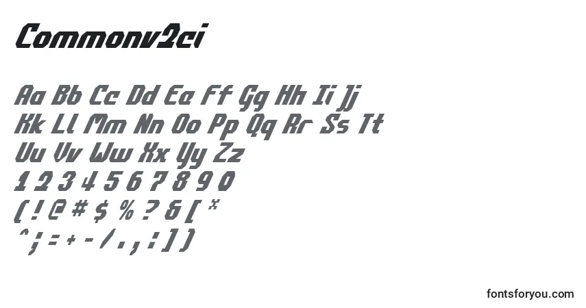 Schriftart Commonv2ci – Alphabet, Zahlen, spezielle Symbole