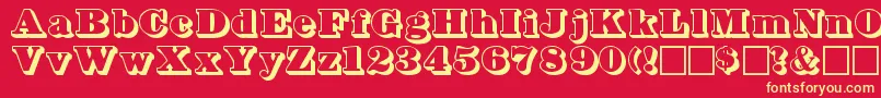 Bowersshadow-Schriftart – Gelbe Schriften auf rotem Hintergrund