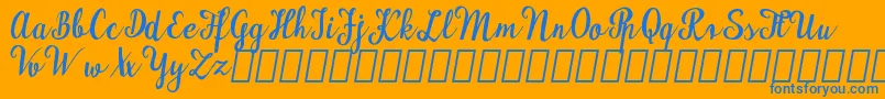 MaudlynDemo-Schriftart – Blaue Schriften auf orangefarbenem Hintergrund