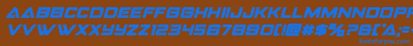 Strikefighterboldital Font – Blue Fonts on Brown Background