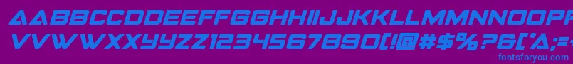 Strikefighterboldital Font – Blue Fonts on Purple Background