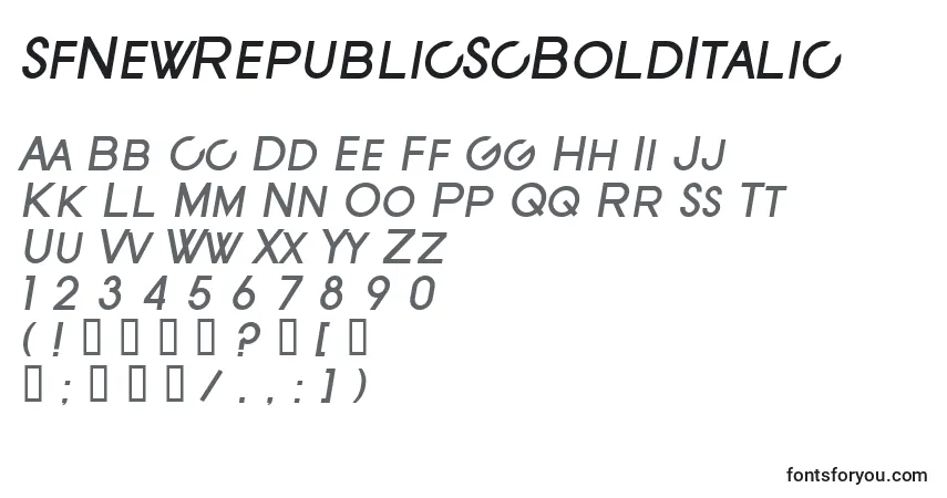 Шрифт SfNewRepublicScBoldItalic – алфавит, цифры, специальные символы