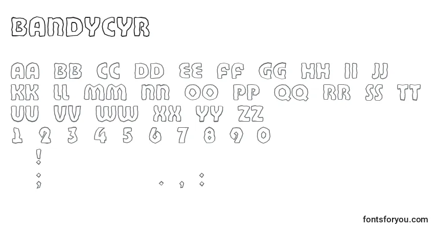 Bandycyr-fontti – aakkoset, numerot, erikoismerkit