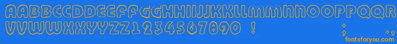 Bandycyr-Schriftart – Orangefarbene Schriften auf blauem Hintergrund