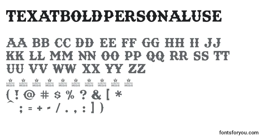 A fonte TexatBoldPersonalUse – alfabeto, números, caracteres especiais