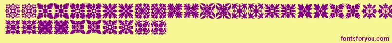 HawaiianQuilt1-Schriftart – Violette Schriften auf gelbem Hintergrund