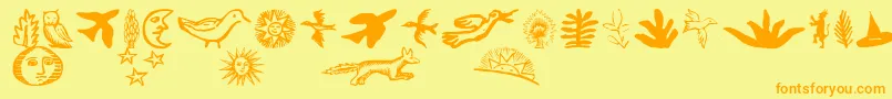 フォントChapbookDingbats – オレンジの文字が黄色の背景にあります。