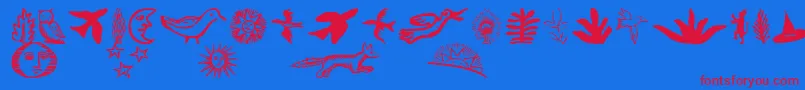 ChapbookDingbats Font – Red Fonts on Blue Background