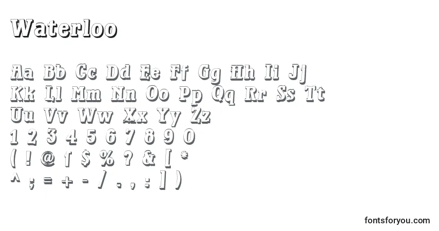 A fonte Waterloo – alfabeto, números, caracteres especiais