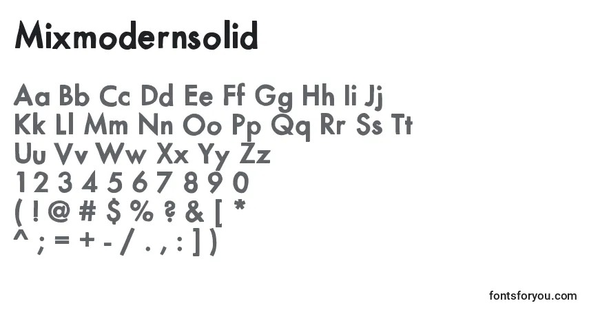 A fonte Mixmodernsolid – alfabeto, números, caracteres especiais
