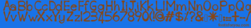 フォントSempoi – 茶色の文字が青い背景にあります。