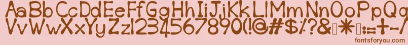 Sempoi-Schriftart – Braune Schriften auf rosa Hintergrund