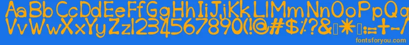 フォントSempoi – オレンジ色の文字が青い背景にあります。