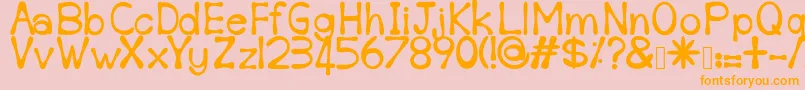 フォントSempoi – オレンジの文字がピンクの背景にあります。