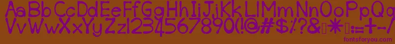 Sempoi-Schriftart – Violette Schriften auf braunem Hintergrund